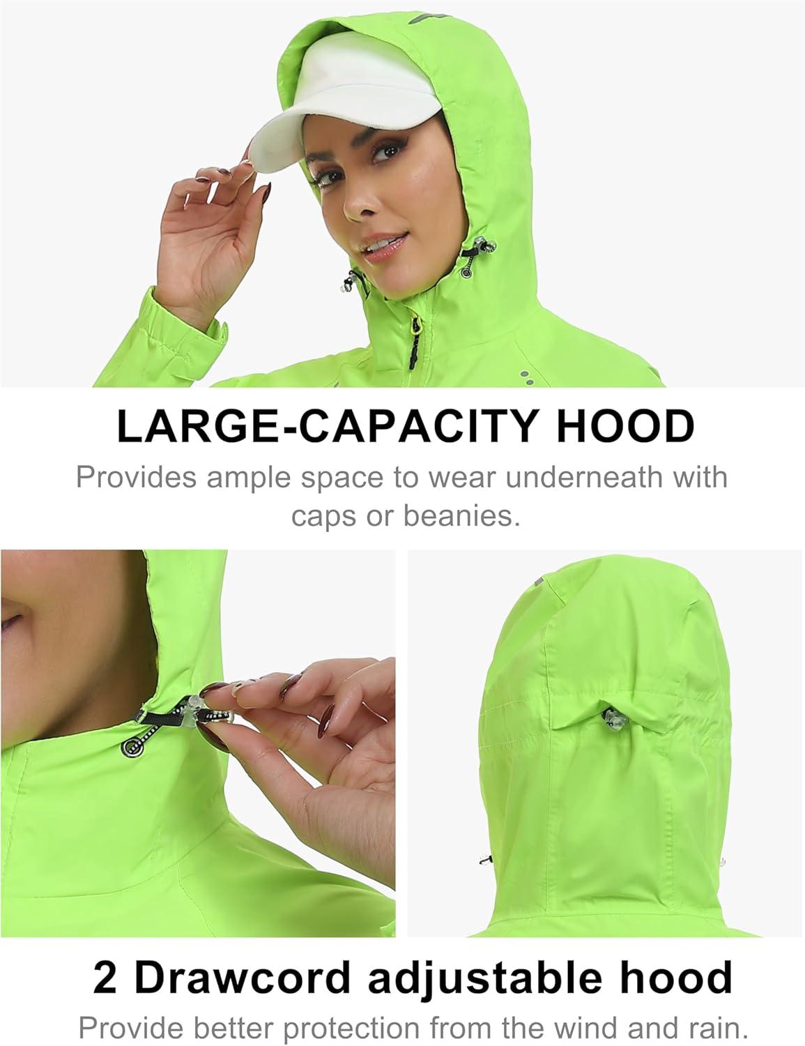 imageLittle Donkey Andy Womens Waterproof Windbreaker Lightweight Packble Cycling Jacket for Biking RunningFluorescent Green