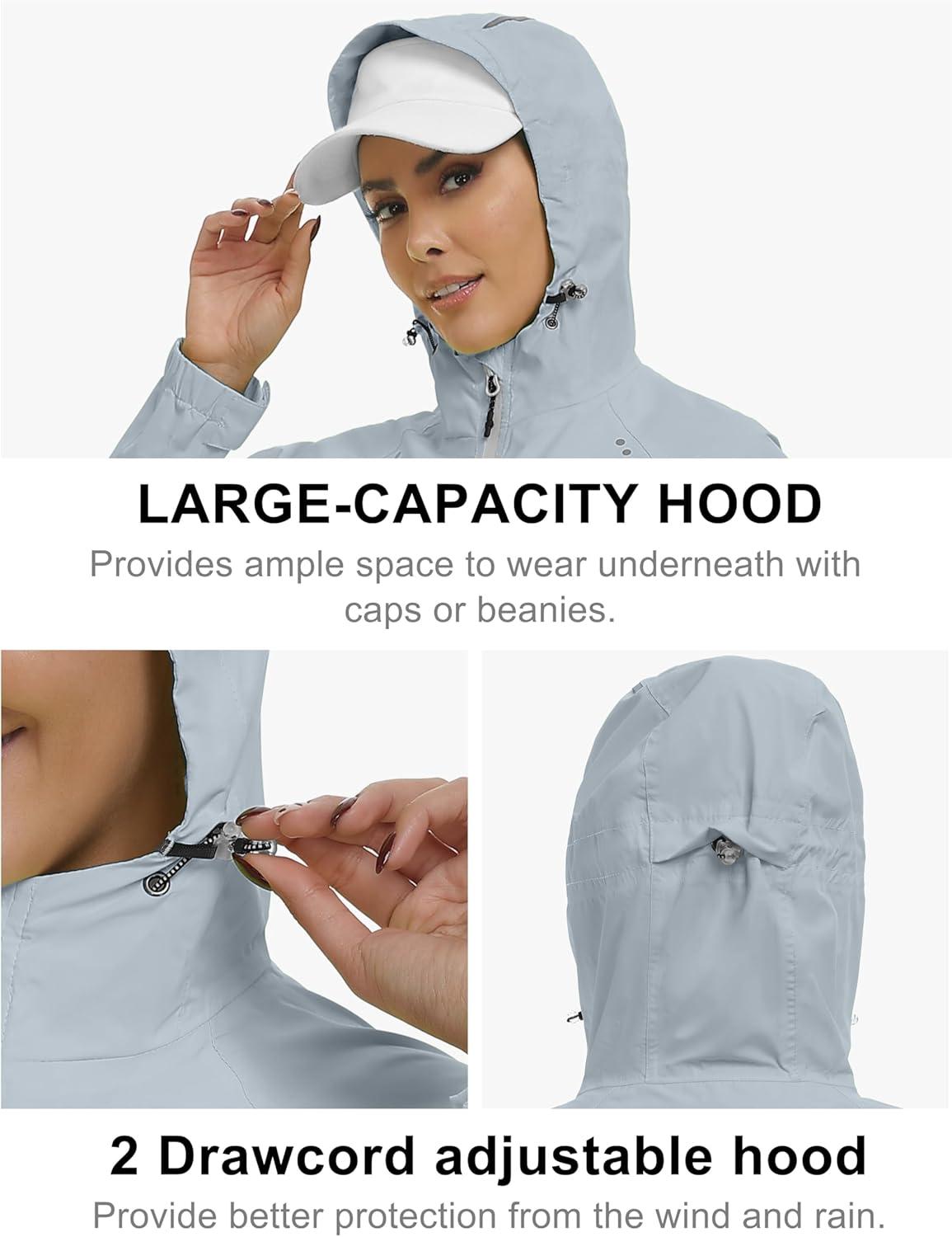 imageLittle Donkey Andy Womens Waterproof Windbreaker Lightweight Packble Cycling Jacket for Biking RunningLight Grey