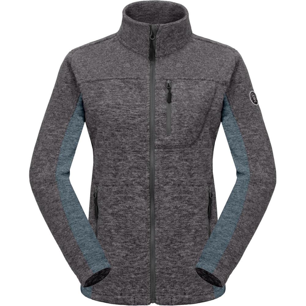 imageLittle Donkey Andy Womens Lightweight Fleece Jacket with Zipper Soft Warm Hiking Outdoor CoatBlack Grey Heather