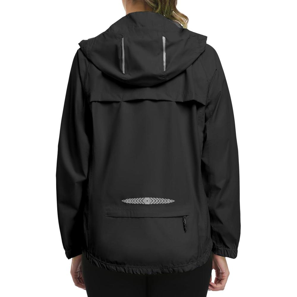 imageLittle Donkey Andy Womens Waterproof Windbreaker Lightweight Packble Cycling Jacket for Biking RunningBlack