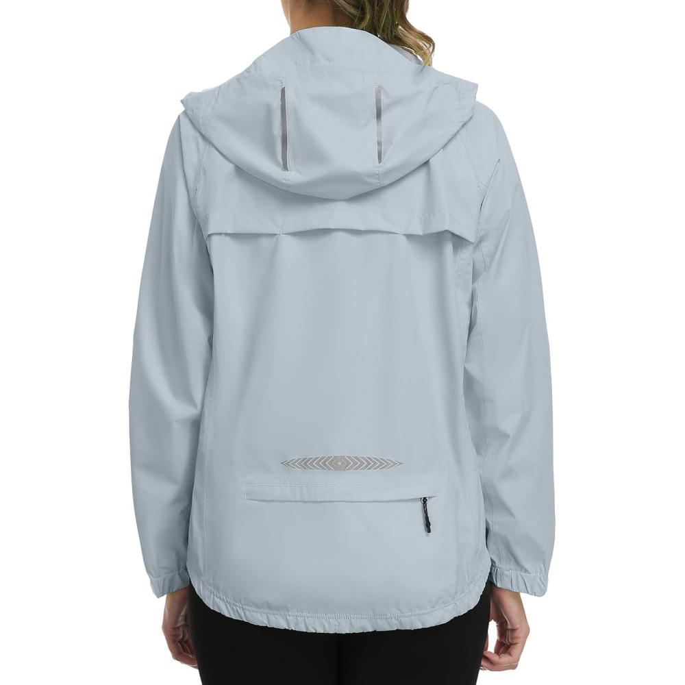 imageLittle Donkey Andy Womens Waterproof Windbreaker Lightweight Packble Cycling Jacket for Biking RunningLight Grey