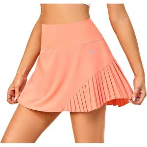 Little Donkey Andy Women’s Pleated Tennis Skirts Athletic Golf Skorts High Waisted Casual Workout Sports Running Skirts(A-copper Tan)