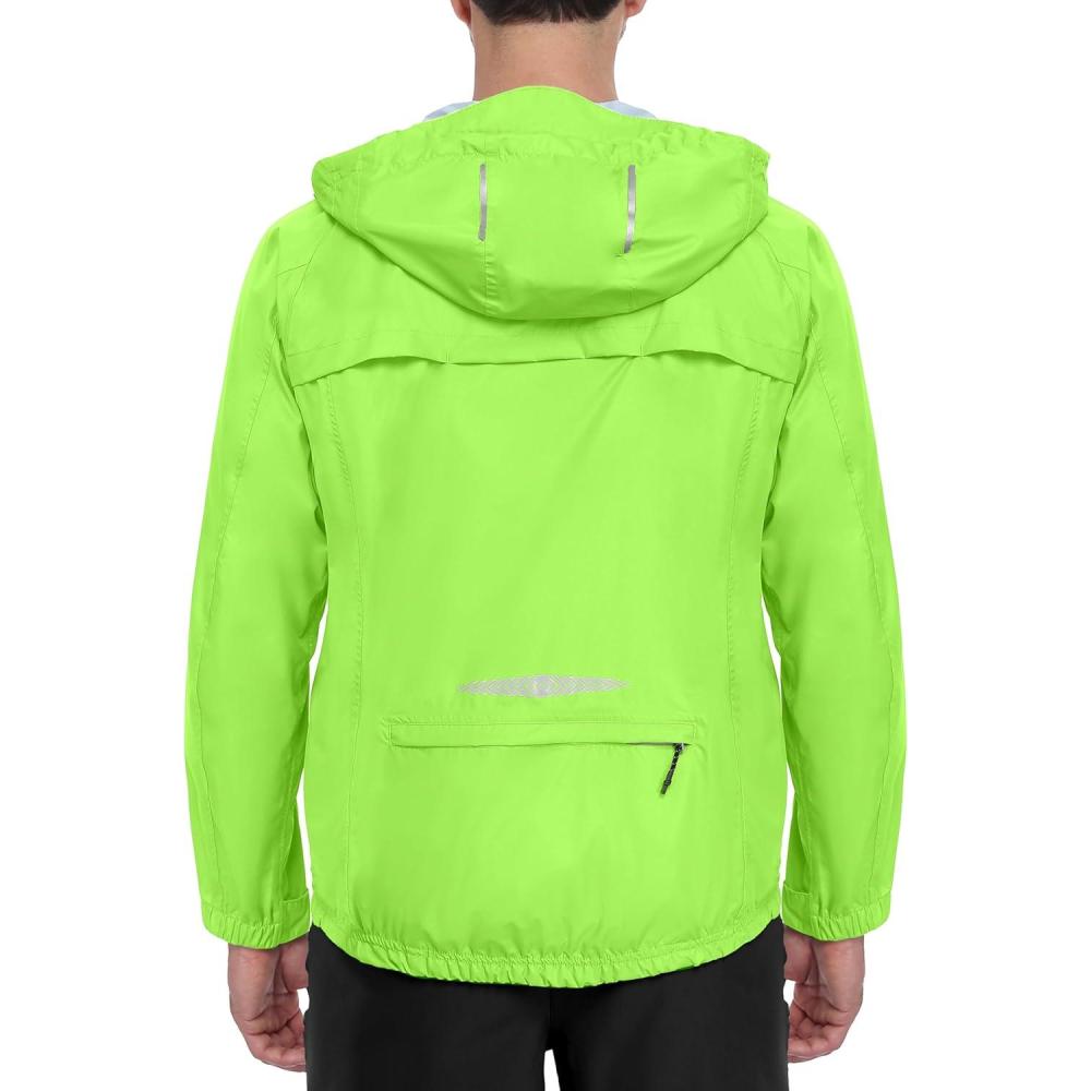 imageLittle Donkey Andy Mens Waterproof Windbreaker Lightweight Packble Cycling Jacket for Biking RunningFluorescent Green