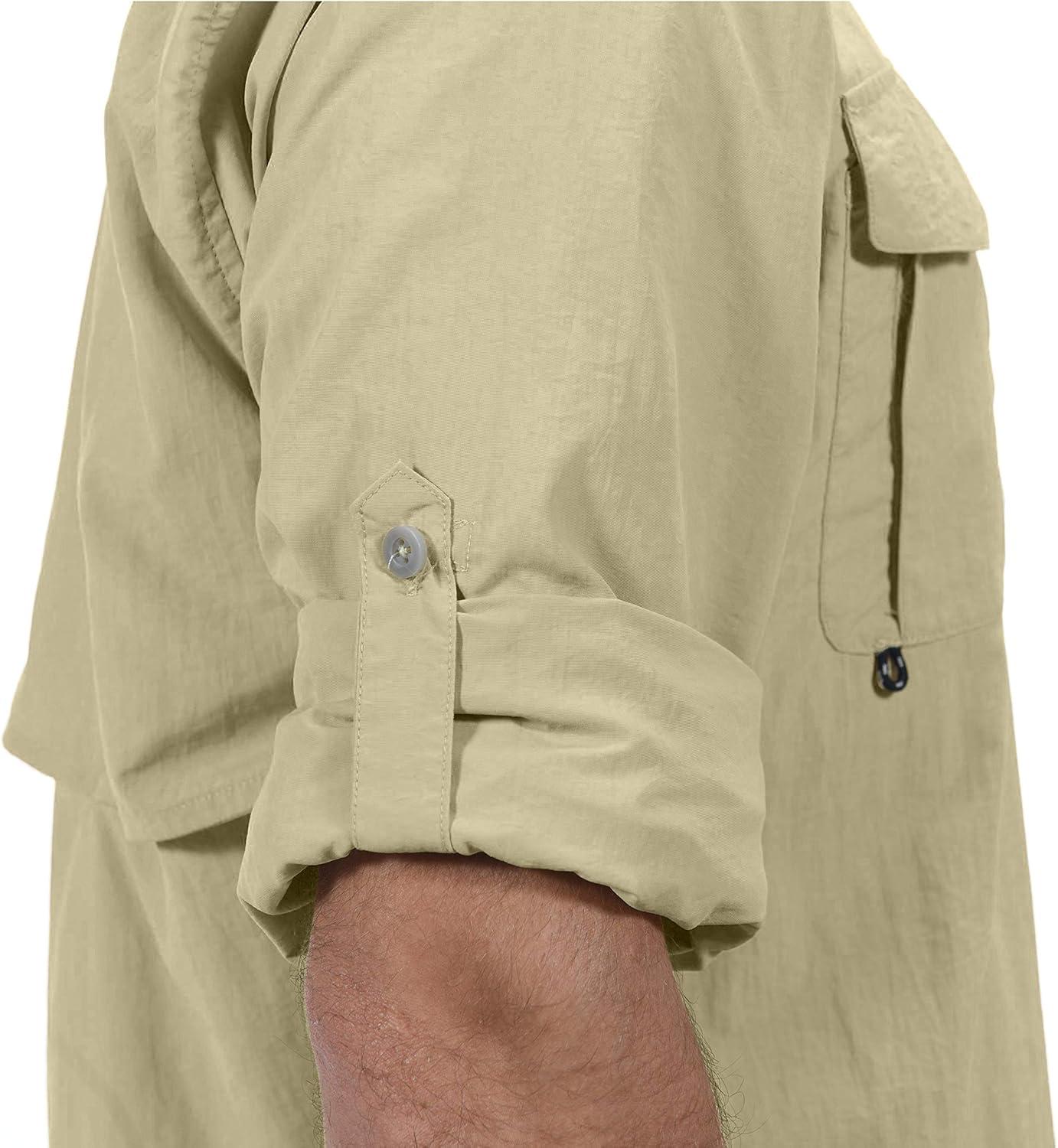 imageLittle Donkey Andy Mens UPF 50 UV Protection Shirt Long Sleeve Fishing Shirt Breathable and Fast DryBeige