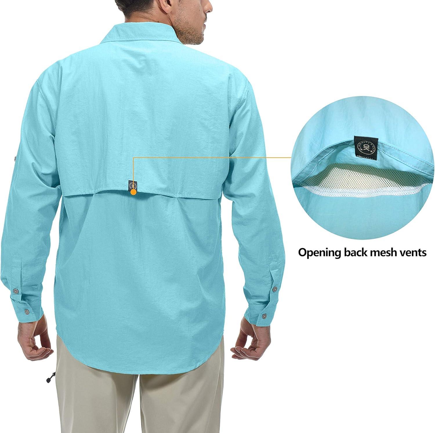 imageLittle Donkey Andy Mens UPF 50 UV Protection Shirt Long Sleeve Fishing Shirt Breathable and Fast DryBlue