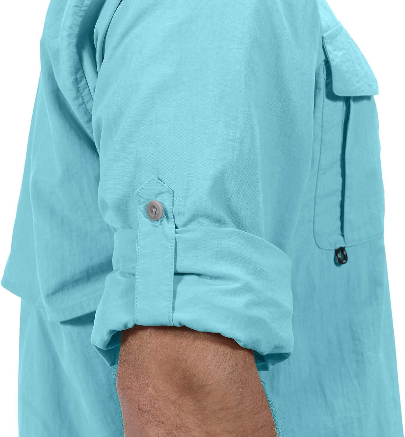imageLittle Donkey Andy Mens UPF 50 UV Protection Shirt Long Sleeve Fishing Shirt Breathable and Fast DryBlue