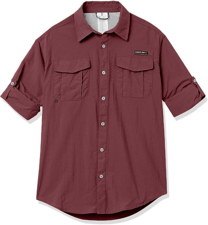 imageLittle Donkey Andy Mens UPF 50 UV Protection Shirt Long Sleeve Fishing Shirt Breathable and Fast DryDark Red