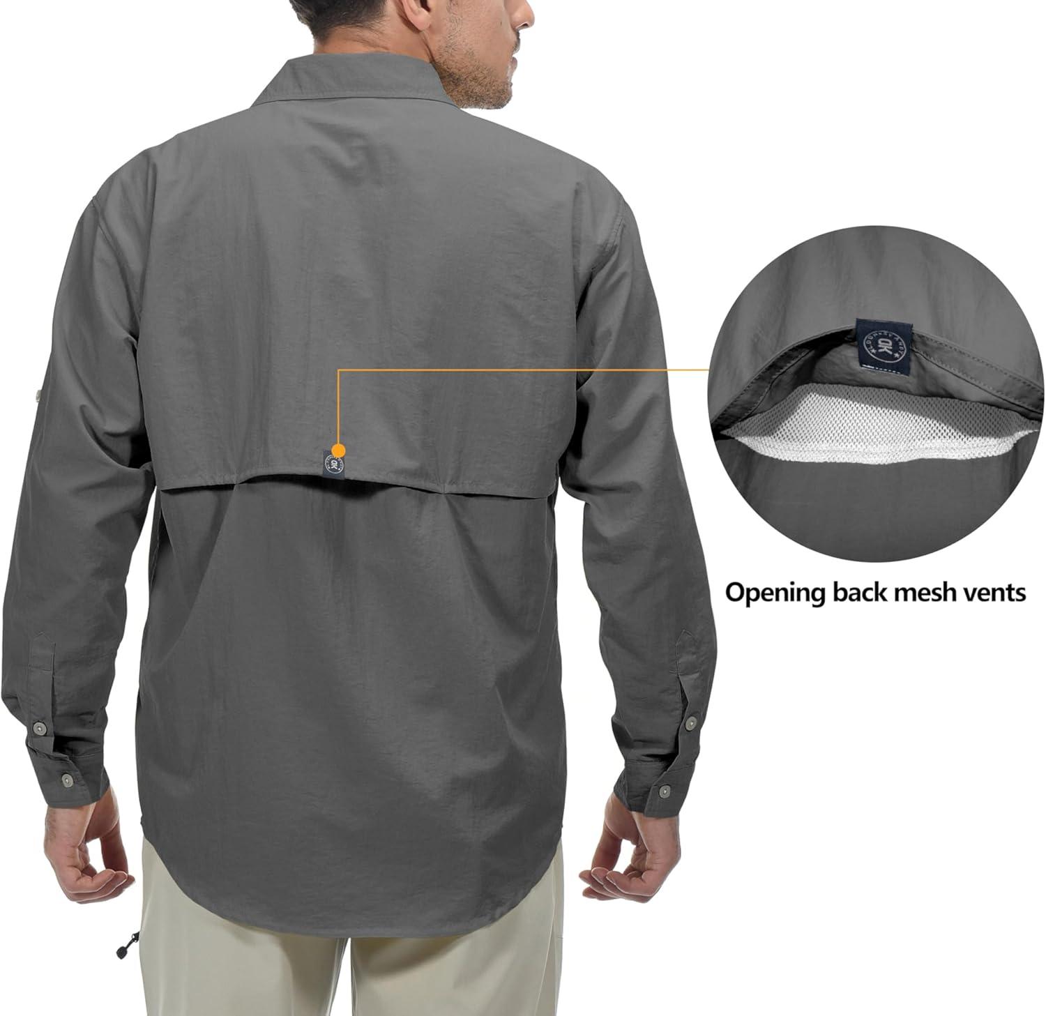 imageLittle Donkey Andy Mens UPF 50 UV Protection Shirt Long Sleeve Fishing Shirt Breathable and Fast DryGray