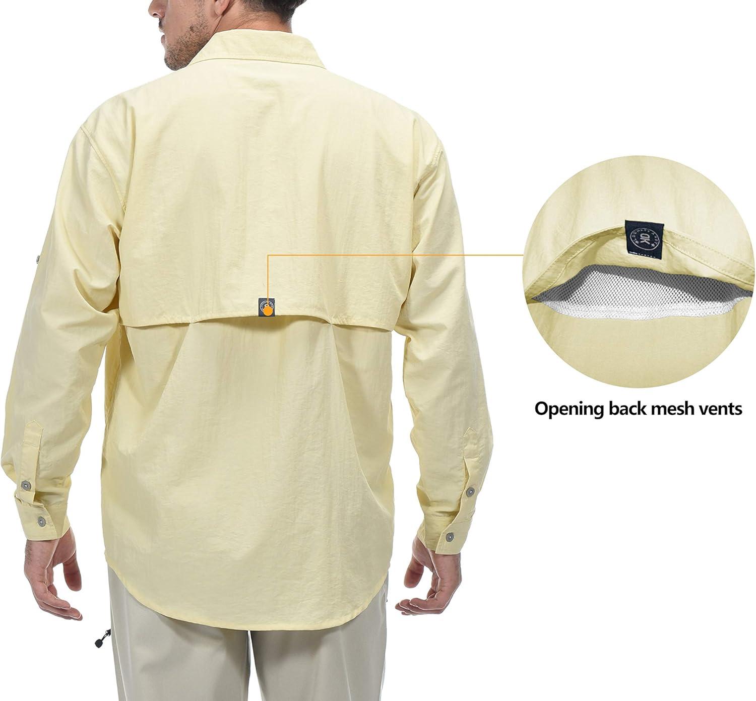 imageLittle Donkey Andy Mens UPF 50 UV Protection Shirt Long Sleeve Fishing Shirt Breathable and Fast DryLight Khaki