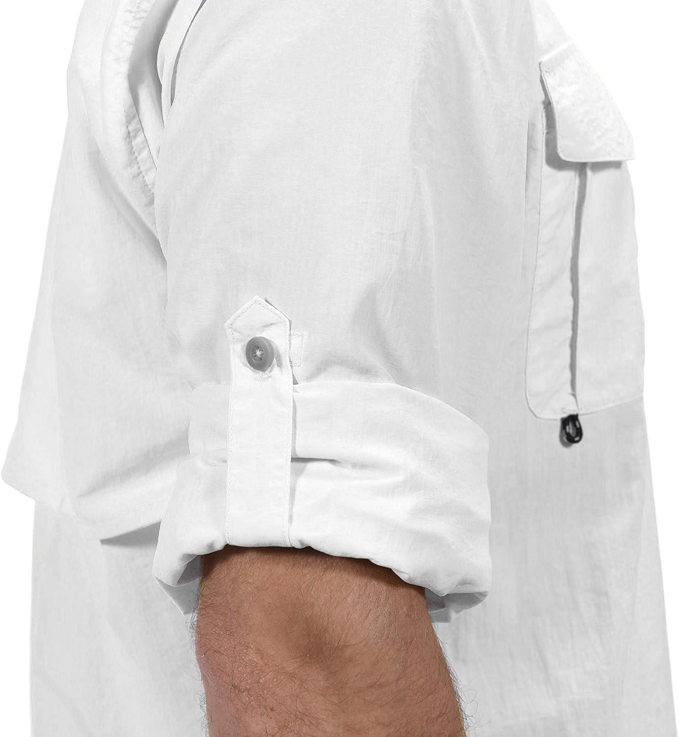 imageLittle Donkey Andy Mens UPF 50 UV Protection Shirt Long Sleeve Fishing Shirt Breathable and Fast DryOffwhite