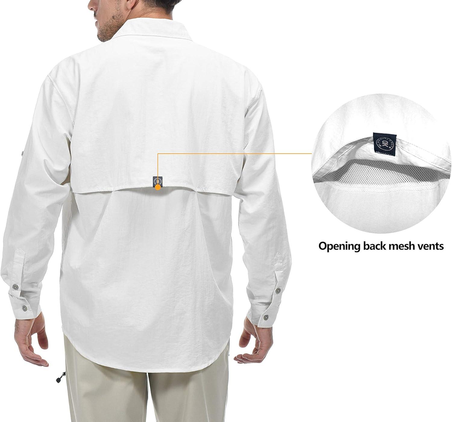 imageLittle Donkey Andy Mens UPF 50 UV Protection Shirt Long Sleeve Fishing Shirt Breathable and Fast DryOffwhite