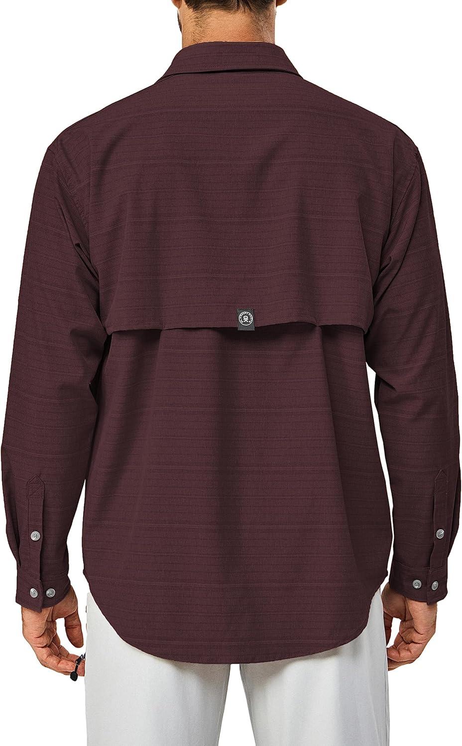 imageLittle Donkey Andy Mens UPF 50 UV Protection Shirt Long Sleeve Fishing Shirt Breathable and Fast DryRed Dahlia