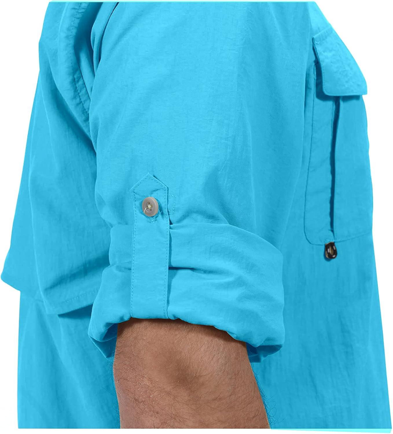 imageLittle Donkey Andy Mens UPF 50 UV Protection Shirt Long Sleeve Fishing Shirt Breathable and Fast DrySea Blue