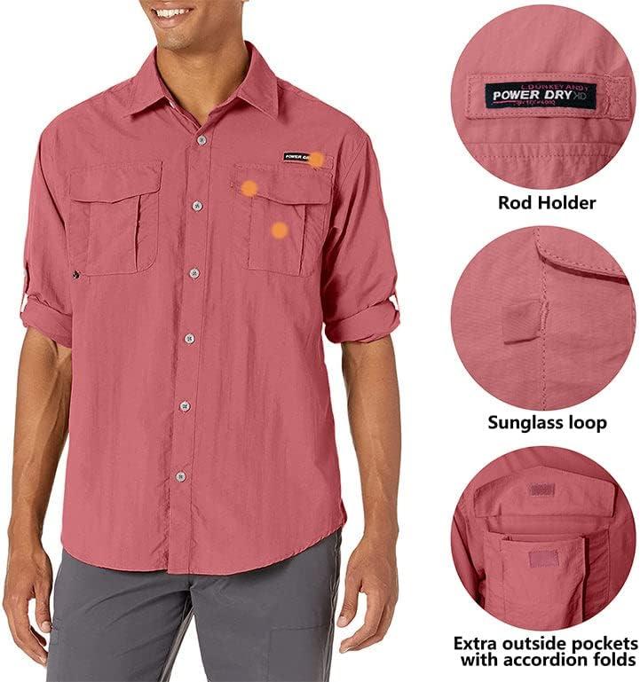 imageLittle Donkey Andy Mens UPF 50 UV Protection Shirt Long Sleeve Fishing Shirt Breathable and Fast DryWatermelon