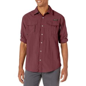 Little Donkey Andy Men’s UPF 50+ UV Protection Shirt, Long Sleeve Fishing Shirt, Breathable and Fast Dry(Dark Red)
