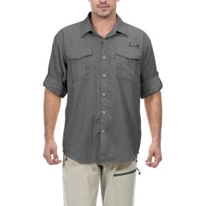 Little Donkey Andy Men’s UPF 50+ UV Protection Shirt, Long Sleeve Fishing Shirt, Breathable and Fast Dry(Gray)