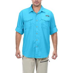 Little Donkey Andy Men’s UPF 50+ UV Protection Shirt, Long Sleeve Fishing Shirt, Breathable and Fast Dry(Sea Blue)