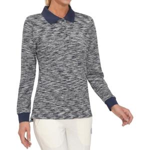 Little Donkey Andy Women’s Long Sleeve Golf Athletic Polo Shirt Lightweight Quick Dry UPF50+ Moisture-Wicking 3-Button Design(Heather Blue)