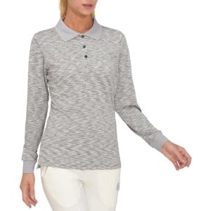 Little Donkey Andy Women’s Long Sleeve Golf Athletic Polo Shirt Lightweight Quick Dry UPF50+ Moisture-Wicking 3-Button Design(Heather Gray)