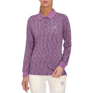 Little Donkey Andy Women’s Long Sleeve Golf Athletic Polo Shirt Lightweight Quick Dry UPF50+ Moisture-Wicking 3-Button Design(Heather Purple)