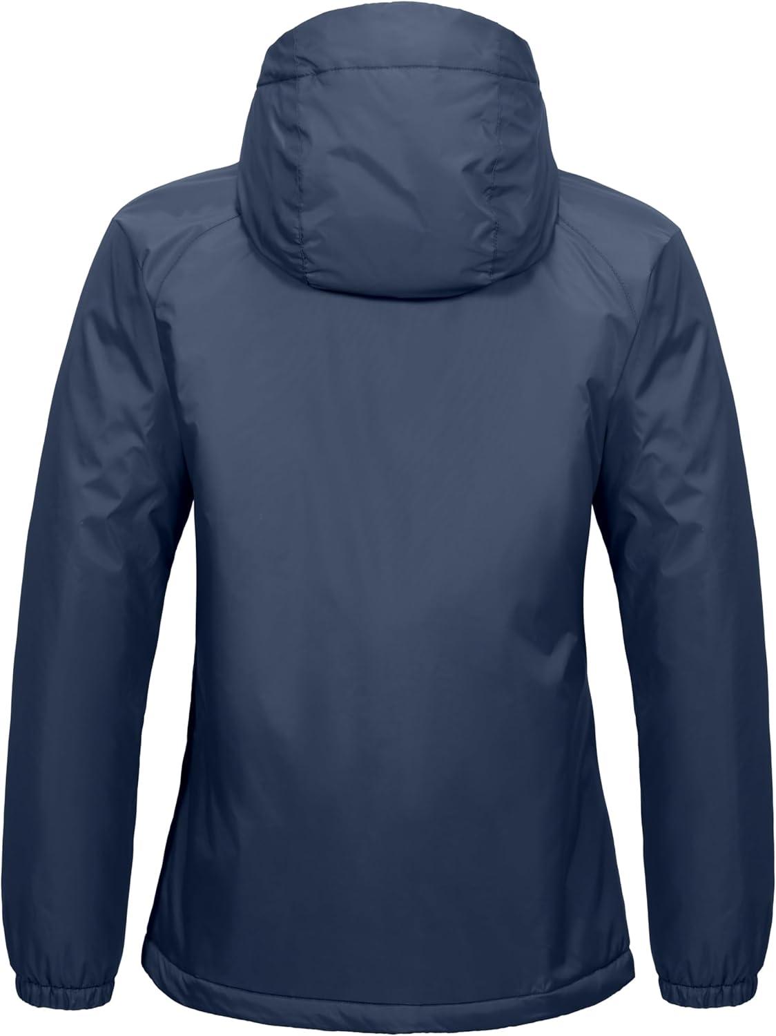 imageLittle Donkey Andy Womens Insulated Winter Jacket Lightweight Waterproof Coat with Hood for Hiking Walking TravelDeep Blue