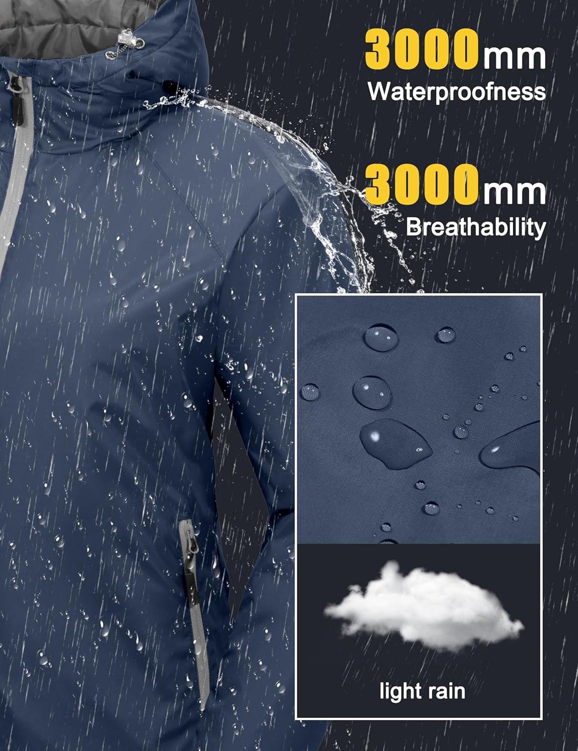imageLittle Donkey Andy Womens Insulated Winter Jacket Lightweight Waterproof Coat with Hood for Hiking Walking TravelDeep Blue