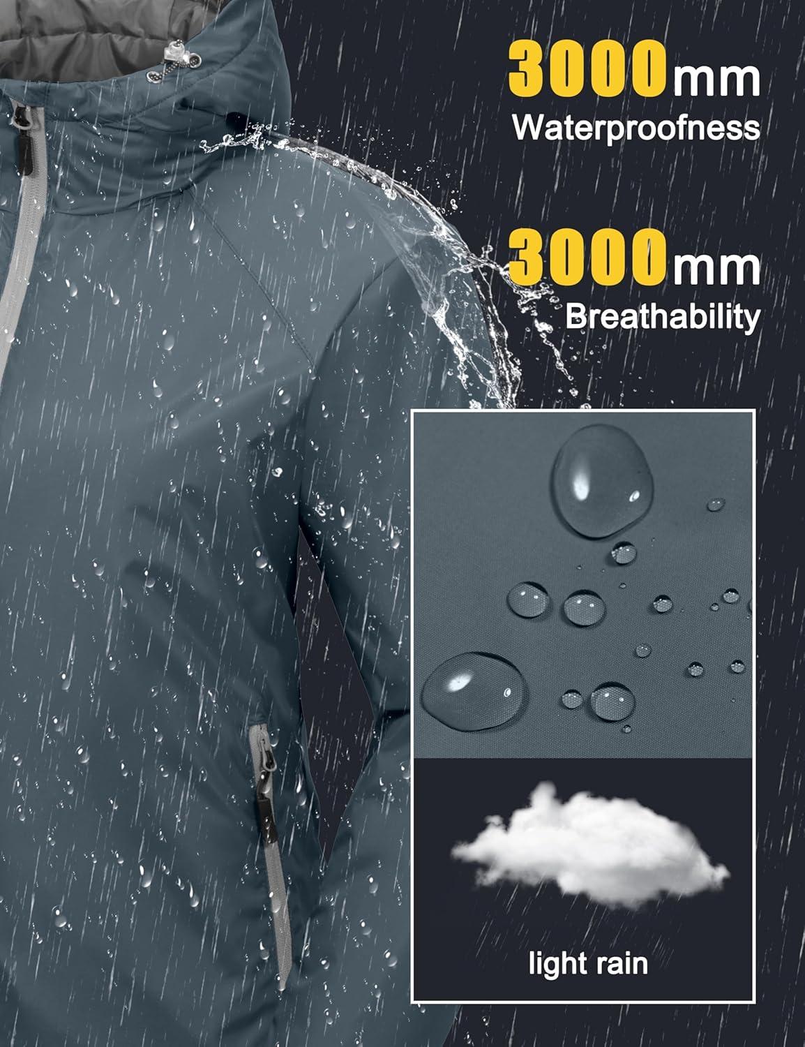imageLittle Donkey Andy Womens Insulated Winter Jacket Lightweight Waterproof Coat with Hood for Hiking Walking TravelGrey