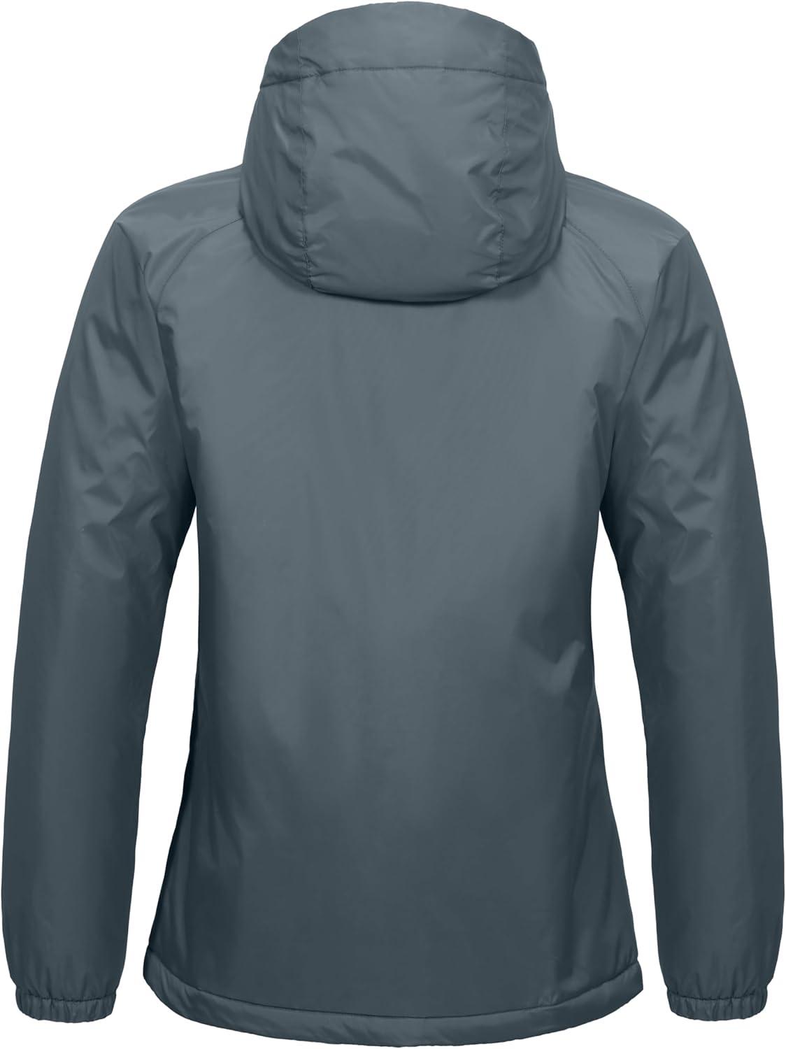 imageLittle Donkey Andy Womens Insulated Winter Jacket Lightweight Waterproof Coat with Hood for Hiking Walking TravelGrey