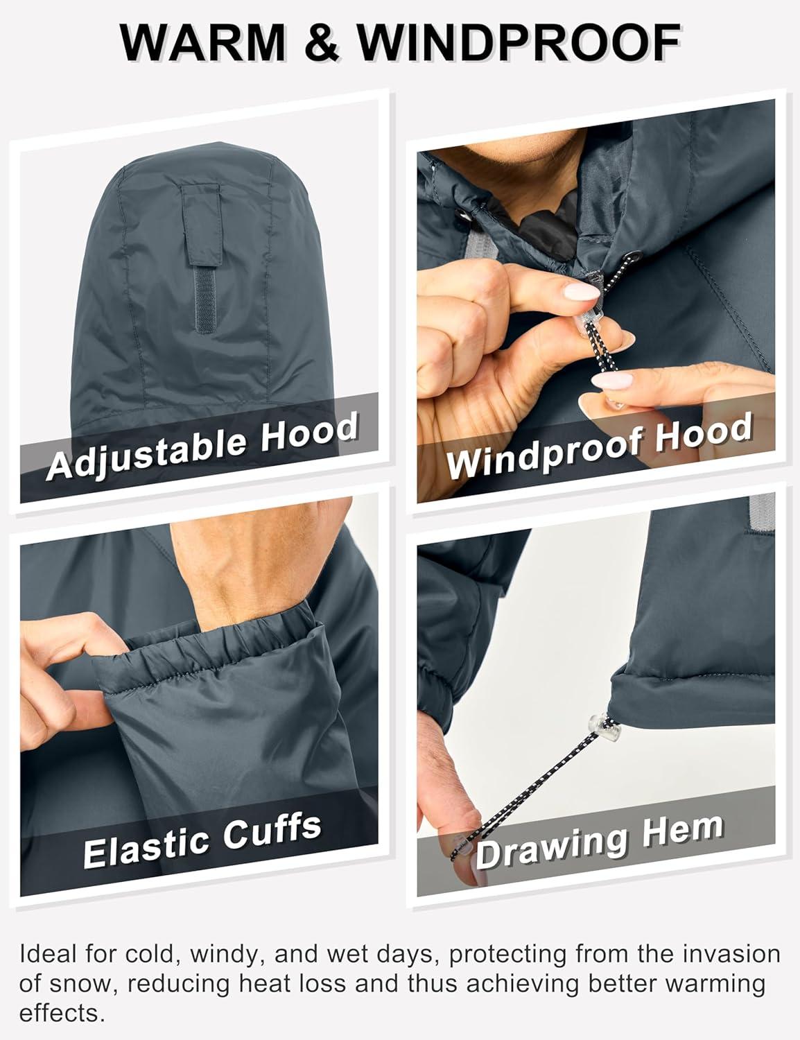 imageLittle Donkey Andy Womens Insulated Winter Jacket Lightweight Waterproof Coat with Hood for Hiking Walking TravelGrey