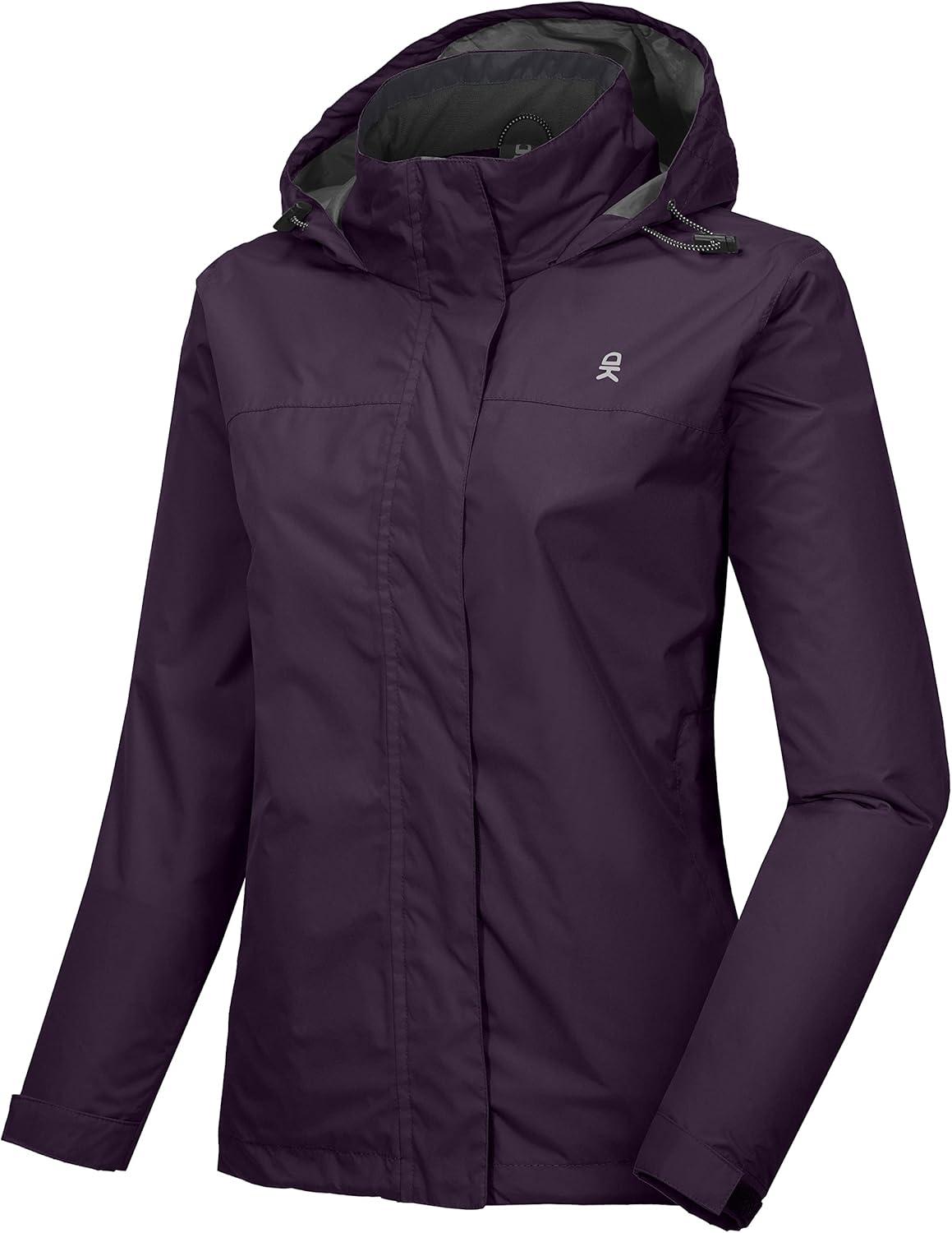 imageLittle Donkey Andy Womens Waterproof Rain Jacket Lightweight Outdoor Windbreaker Rain Coat Shell for Hiking TravelA10dark Purple