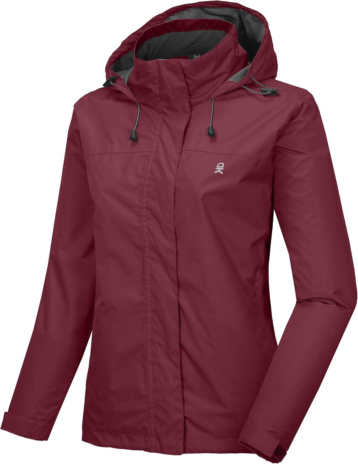 imageLittle Donkey Andy Womens Waterproof Rain Jacket Lightweight Outdoor Windbreaker Rain Coat Shell for Hiking TravelA4tango Red
