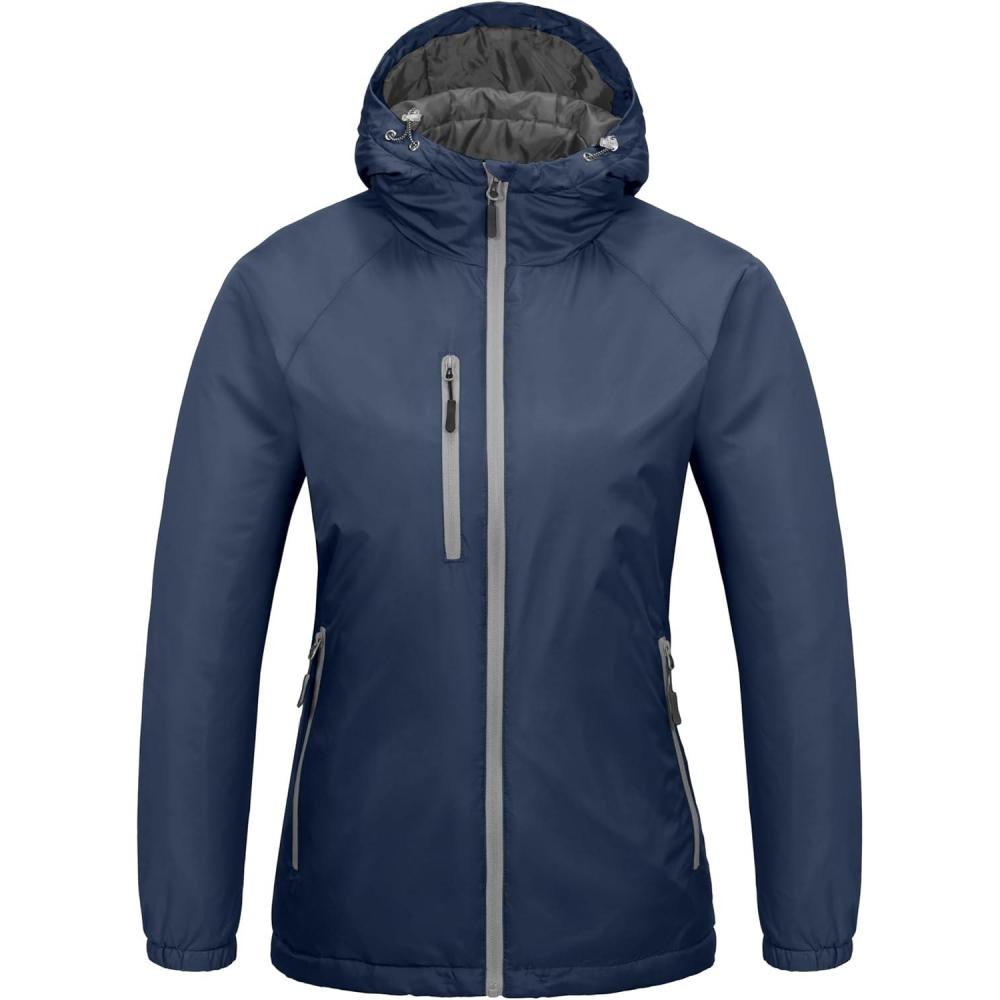 imageLittle Donkey Andy Womens Insulated Winter Jacket Lightweight Waterproof Coat with Hood for Hiking Walking TravelDeep Blue