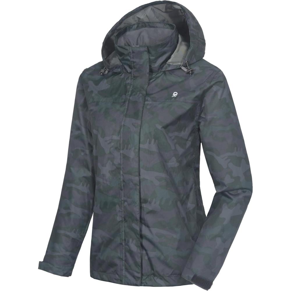 imageLittle Donkey Andy Womens Waterproof Rain Jacket Lightweight Outdoor Windbreaker Rain Coat Shell for Hiking TravelA18black Camouflage