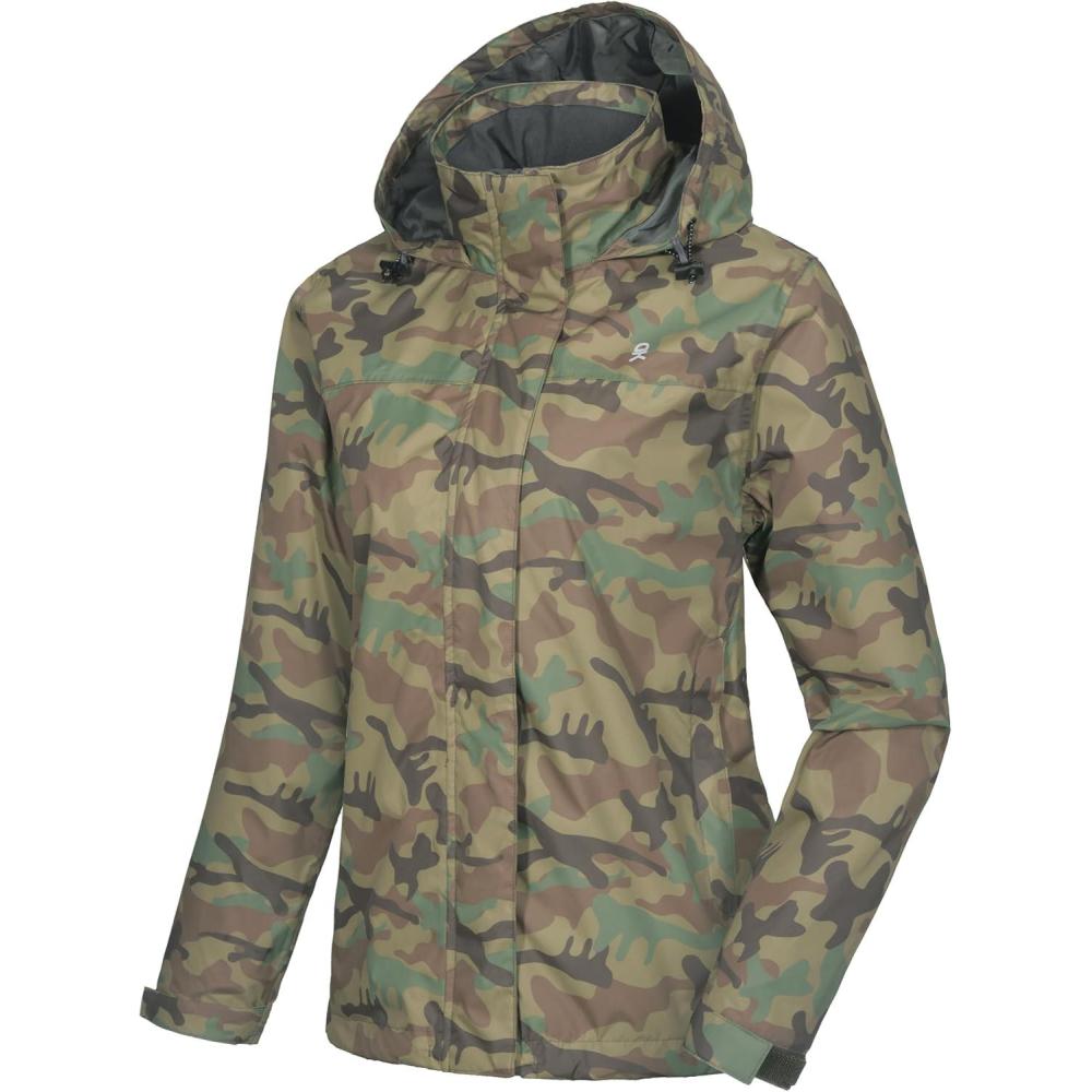 imageLittle Donkey Andy Womens Waterproof Rain Jacket Lightweight Outdoor Windbreaker Rain Coat Shell for Hiking TravelA19jungle Camouflage