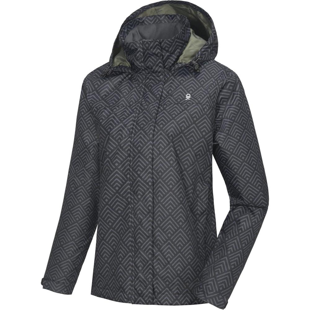 imageLittle Donkey Andy Womens Waterproof Rain Jacket Lightweight Outdoor Windbreaker Rain Coat Shell for Hiking TravelA20greyBlack