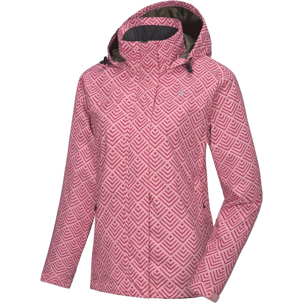 imageLittle Donkey Andy Womens Waterproof Rain Jacket Lightweight Outdoor Windbreaker Rain Coat Shell for Hiking TravelA21rosePurple