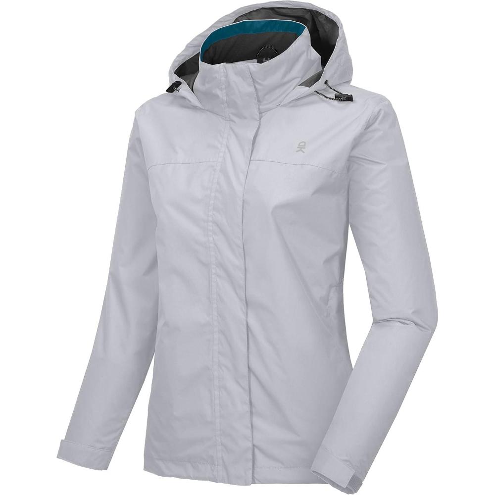 imageLittle Donkey Andy Womens Waterproof Rain Jacket Lightweight Outdoor Windbreaker Rain Coat Shell for Hiking TravelA2light Grey
