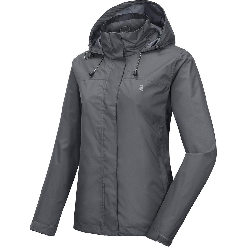 imageLittle Donkey Andy Womens Waterproof Rain Jacket Lightweight Outdoor Windbreaker Rain Coat Shell for Hiking TravelA7gray