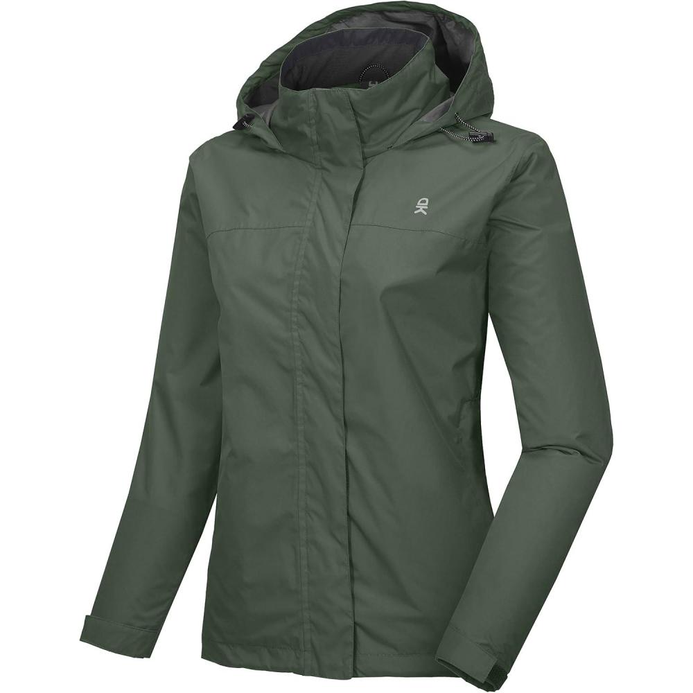 imageLittle Donkey Andy Womens Waterproof Rain Jacket Lightweight Outdoor Windbreaker Rain Coat Shell for Hiking TravelA9military Olive