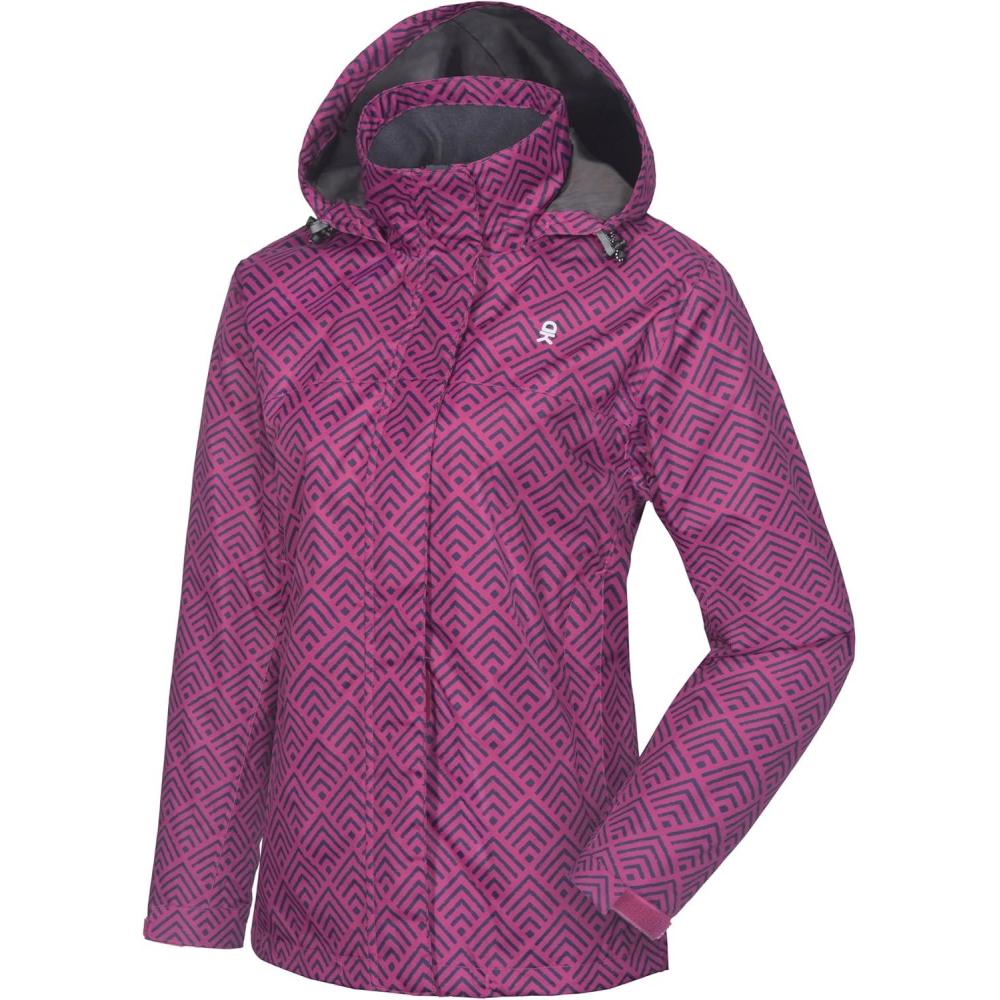 imageLittle Donkey Andy Womens Waterproof Rain Jacket Lightweight Outdoor Windbreaker Rain Coat Shell for Hiking TravelF11dark PurplePurple