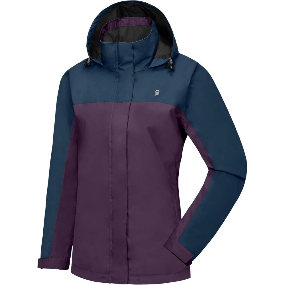 imageLittle Donkey Andy Womens Waterproof Rain Jacket Lightweight Outdoor Windbreaker Rain Coat Shell for Hiking TravelF12dark BluePurple
