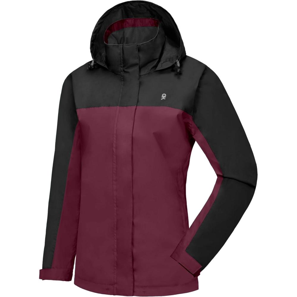 imageLittle Donkey Andy Womens Waterproof Rain Jacket Lightweight Outdoor Windbreaker Rain Coat Shell for Hiking TravelF15blackRed