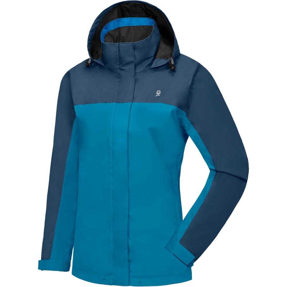 imageLittle Donkey Andy Womens Waterproof Rain Jacket Lightweight Outdoor Windbreaker Rain Coat Shell for Hiking TravelF3deep BlueSeaport Blue