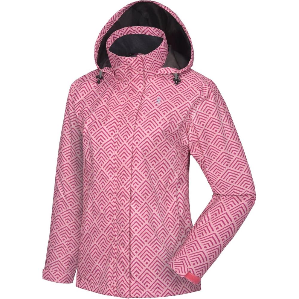 imageLittle Donkey Andy Womens Waterproof Rain Jacket Lightweight Outdoor Windbreaker Rain Coat Shell for Hiking TravelF9rosePink