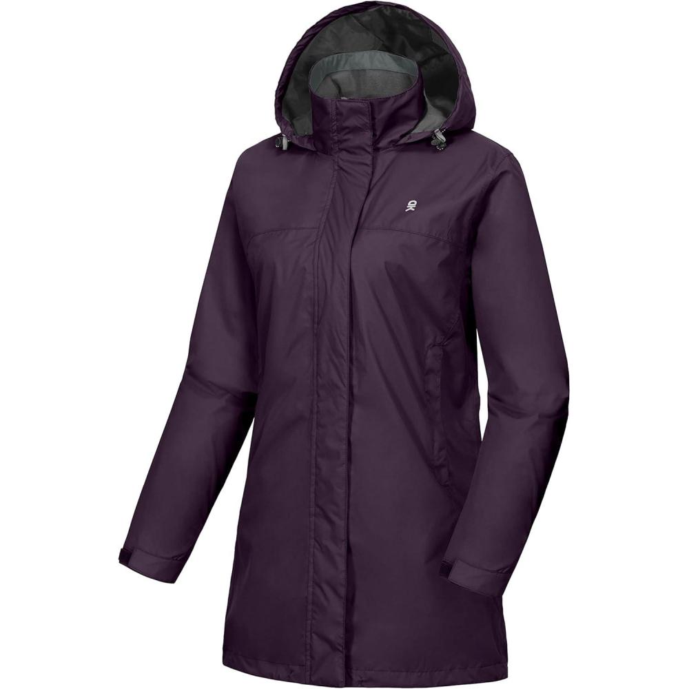 imageLittle Donkey Andy Womens Waterproof Rain Jacket Lightweight Outdoor Windbreaker Rain Coat Shell for Hiking TravelG5dark Purple