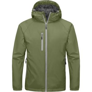 Little Donkey Andy Men’s Insulated Winter Jacket Lightweight Waterproof Coat with Hood for Hiking Walking Travel(Sage)