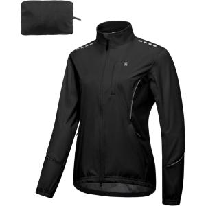 Little Donkey Andy Women’s Cycling Jackets Reflective Packable Running Jacket Windproof Water-Resistant for Hiking Biking(Black)