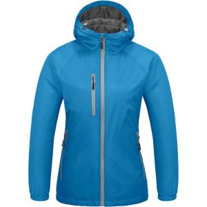 Little Donkey Andy Women’s Insulated Winter Jacket Lightweight Waterproof Coat with Hood for Hiking Walking Travel(Light Blue)