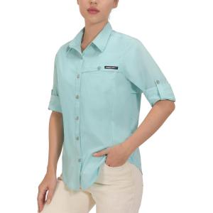 Little Donkey Andy Women’s UV Protection Long Sleeve Fishing Shirt(Light Blue Heather)