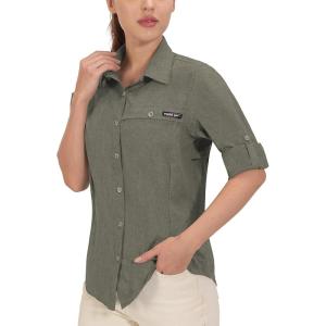 Little Donkey Andy Women’s UV Protection Long Sleeve Fishing Shirt(Sage Heather)